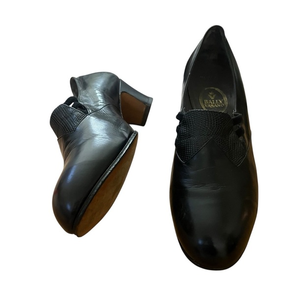 Bally Vasano Swiss Luxury Fashion Vintage Leather Slip On Loafer Pump Heels SZ 9 - Picture 5 of 12